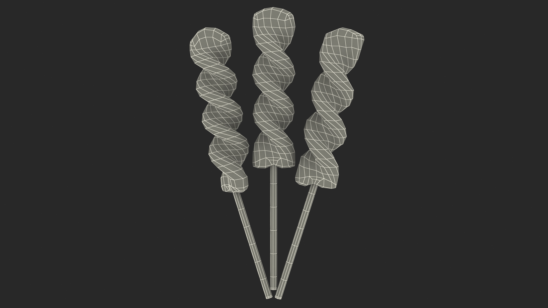 3D Colorful Twist Lollipop Stick Set model