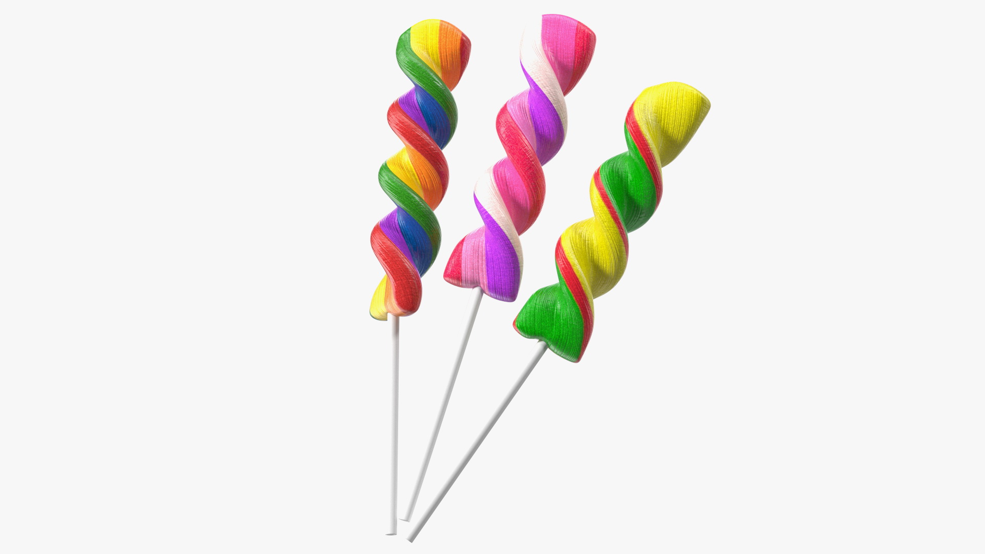 3D Colorful Twist Lollipop Stick Set model