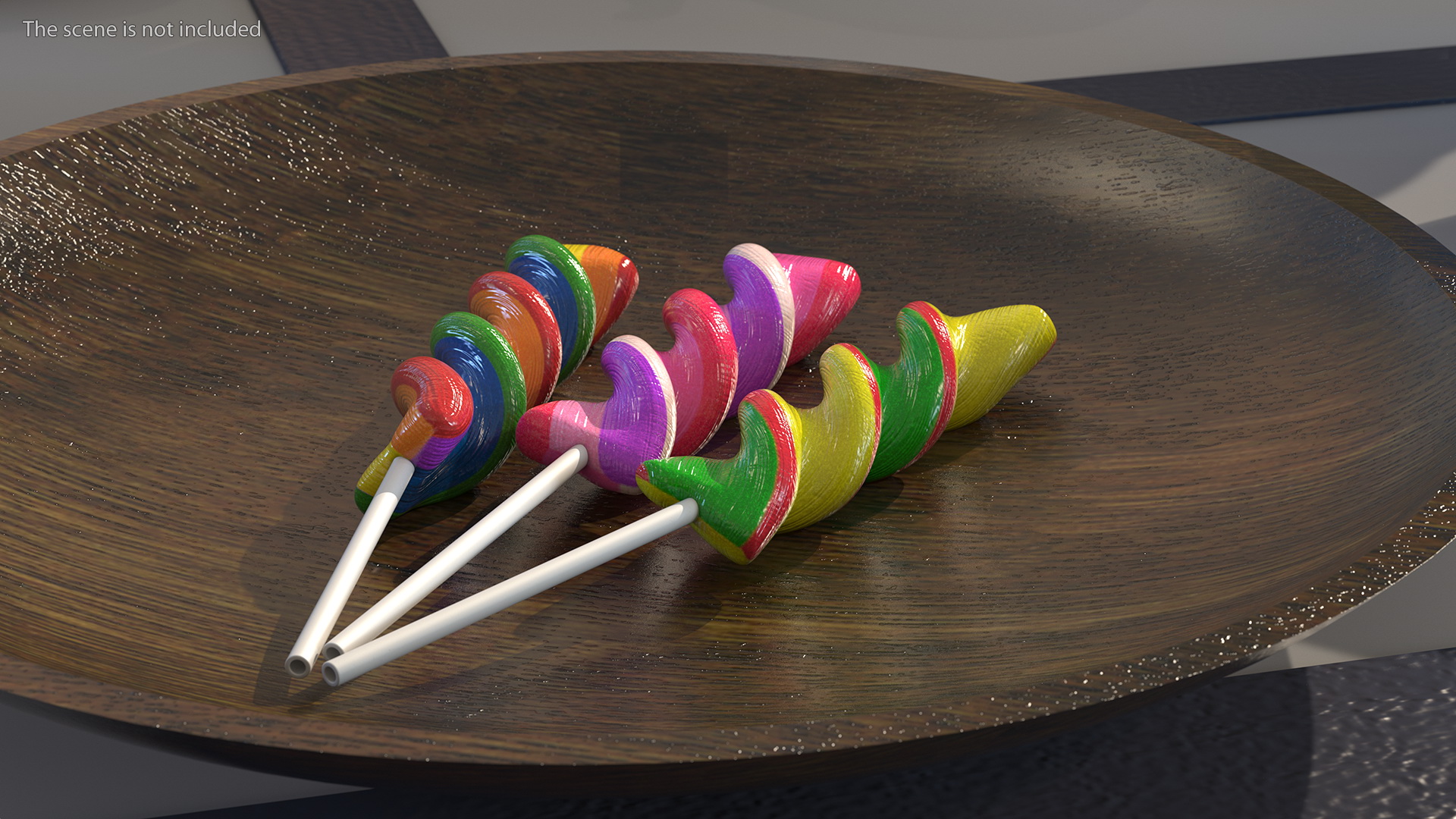 3D Colorful Twist Lollipop Stick Set model