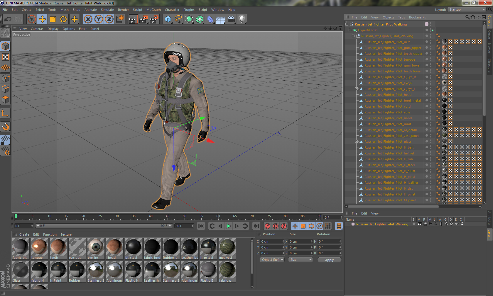 3D Russian Jet Fighter Pilot Walking model