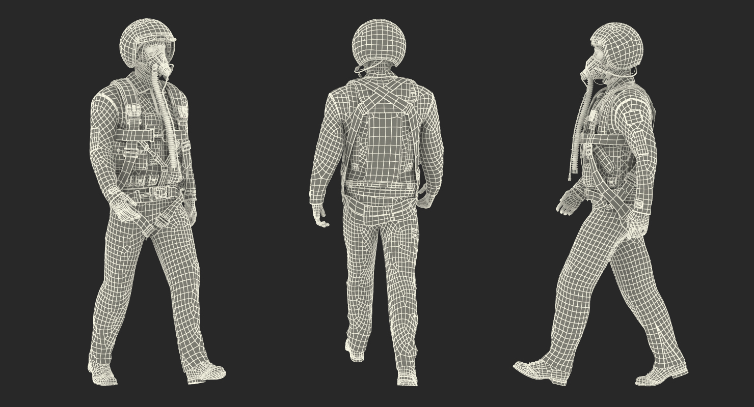 3D Russian Jet Fighter Pilot Walking model