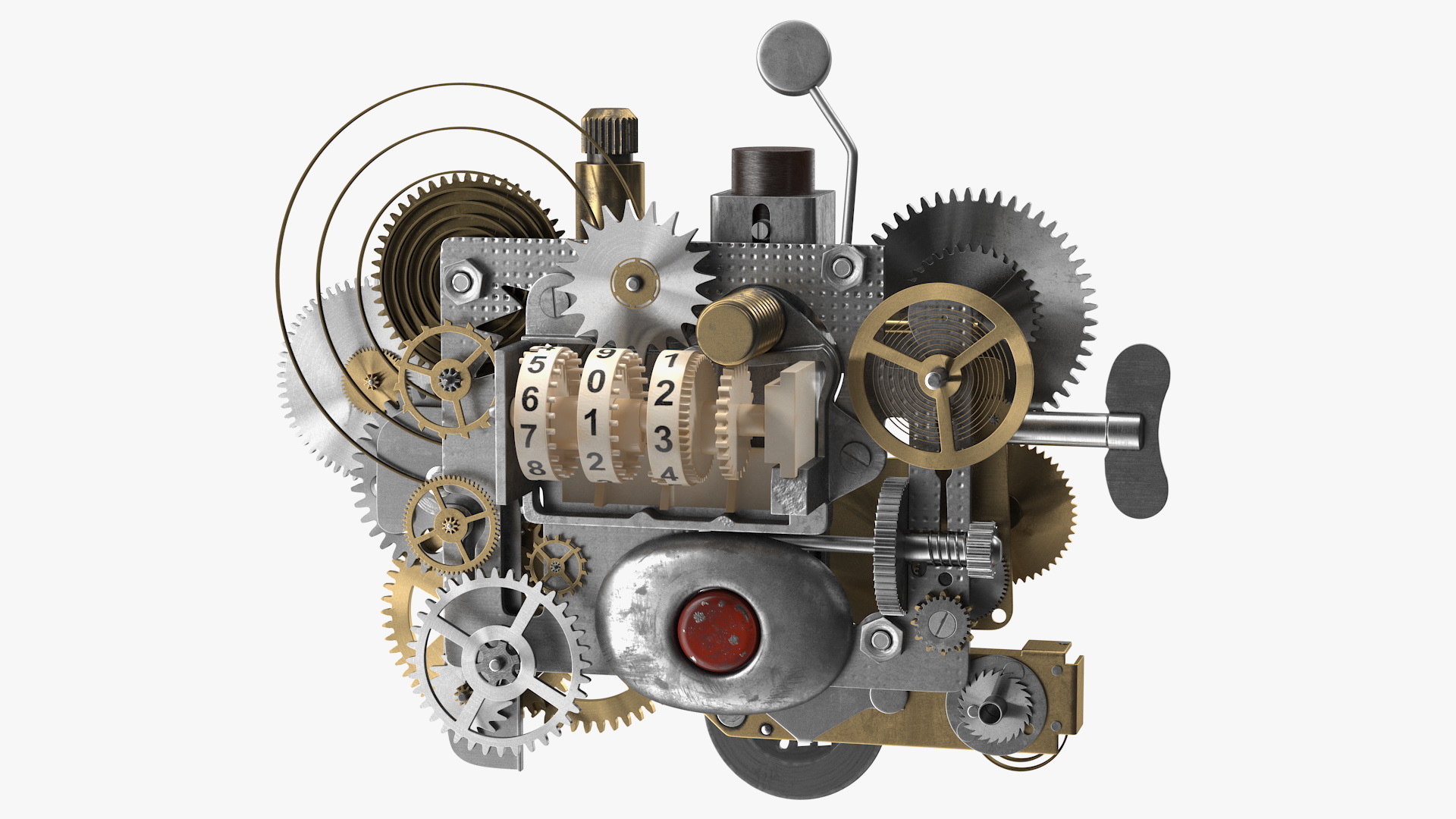 3D Clockwork Gear with Counter Mechanism Mixed model