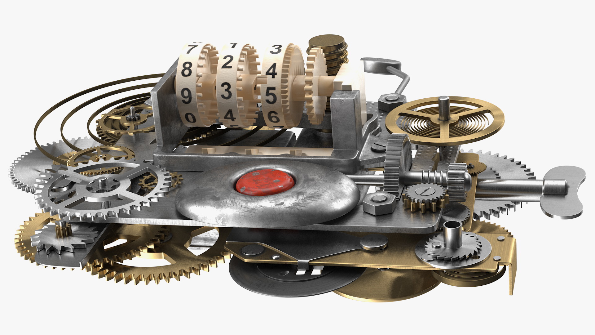 3D Clockwork Gear with Counter Mechanism Mixed model