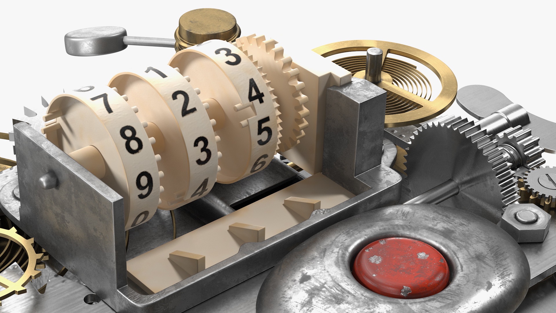 3D Clockwork Gear with Counter Mechanism Mixed model