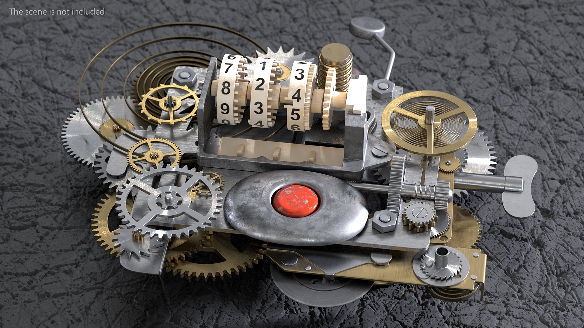 3D Clockwork Gear with Counter Mechanism Mixed model