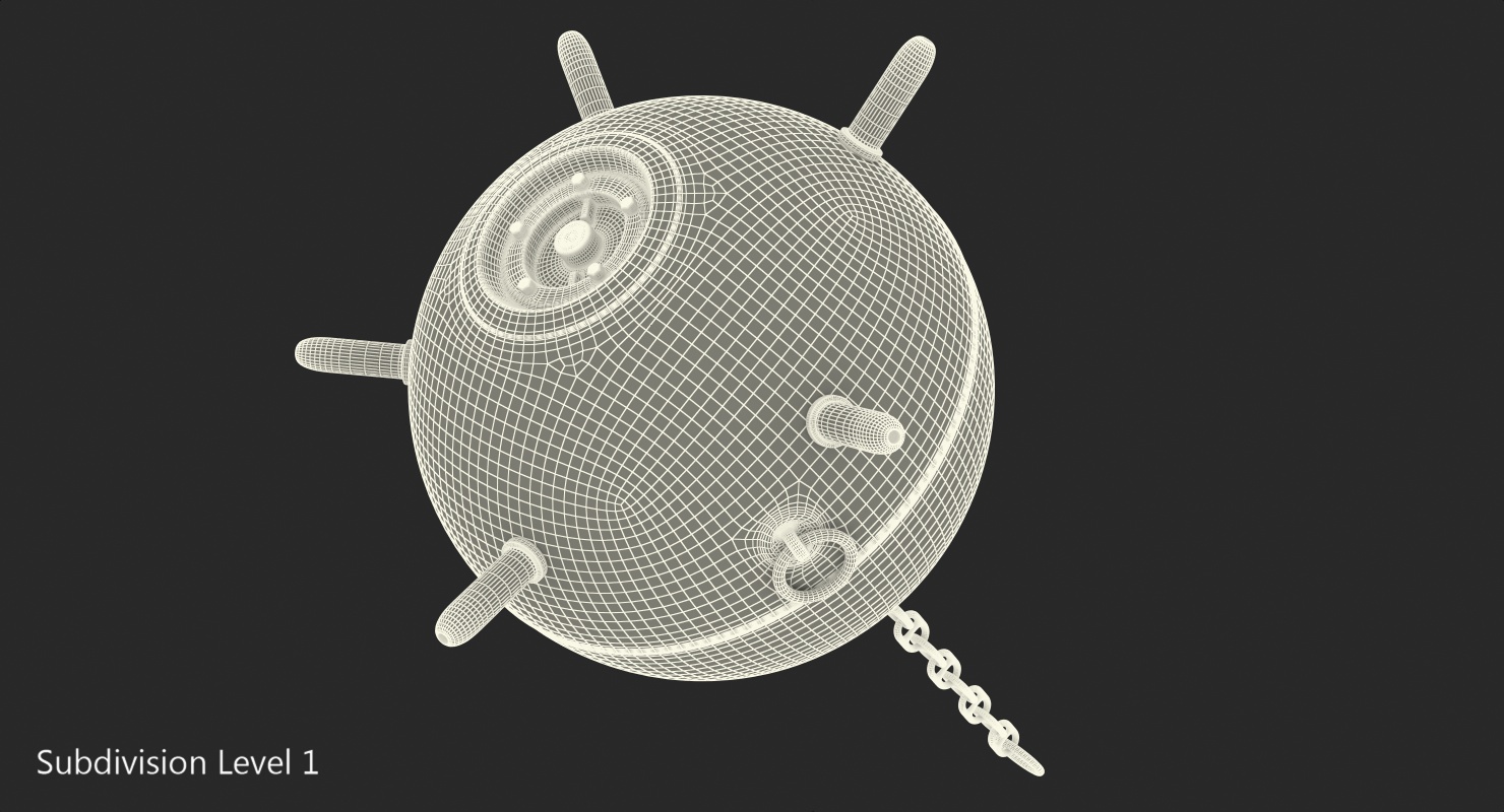3D Old WWII Sea Mine with Chain model