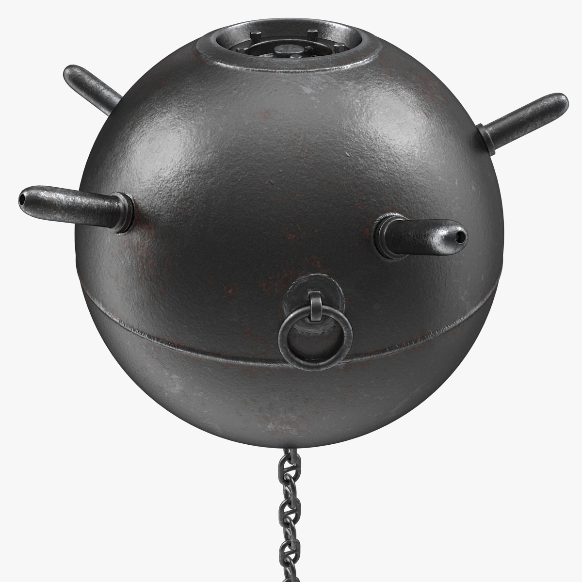 Sea Mine with Chain 3D Model, view 3