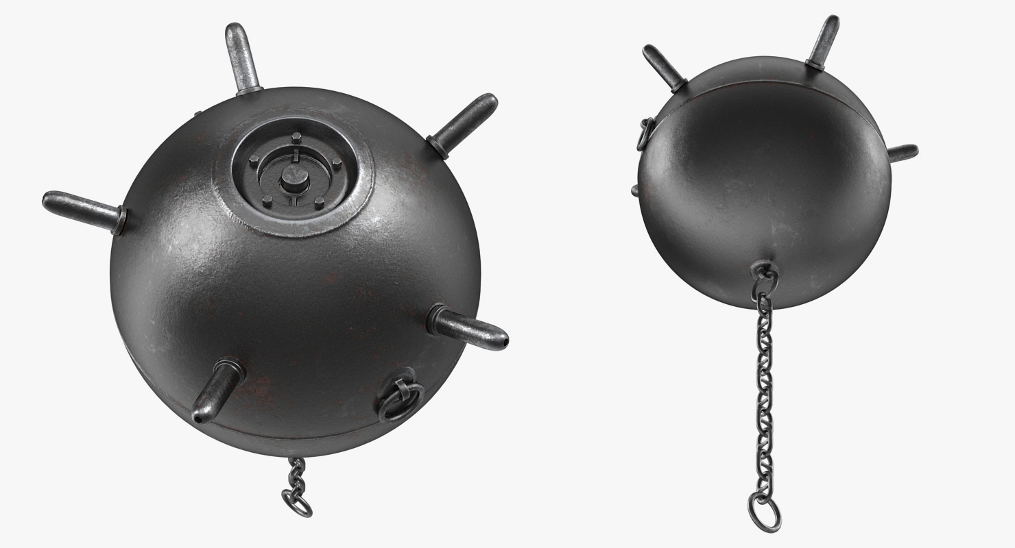 3D Old WWII Sea Mine with Chain model
