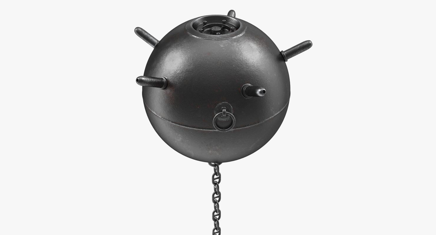 3D Old WWII Sea Mine with Chain model
