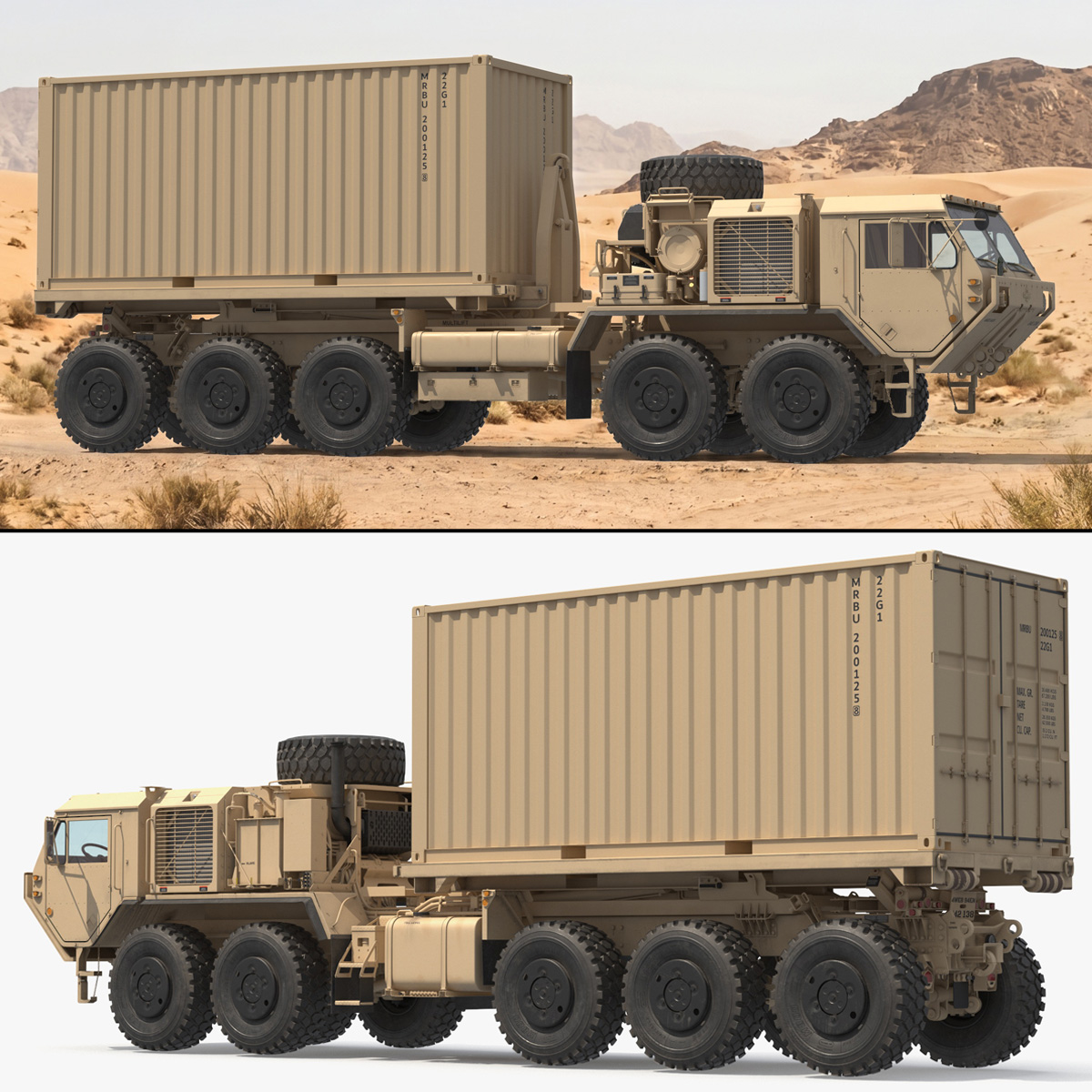 Oshkosh Tactical Load Handling Truck with Container 3D model preview