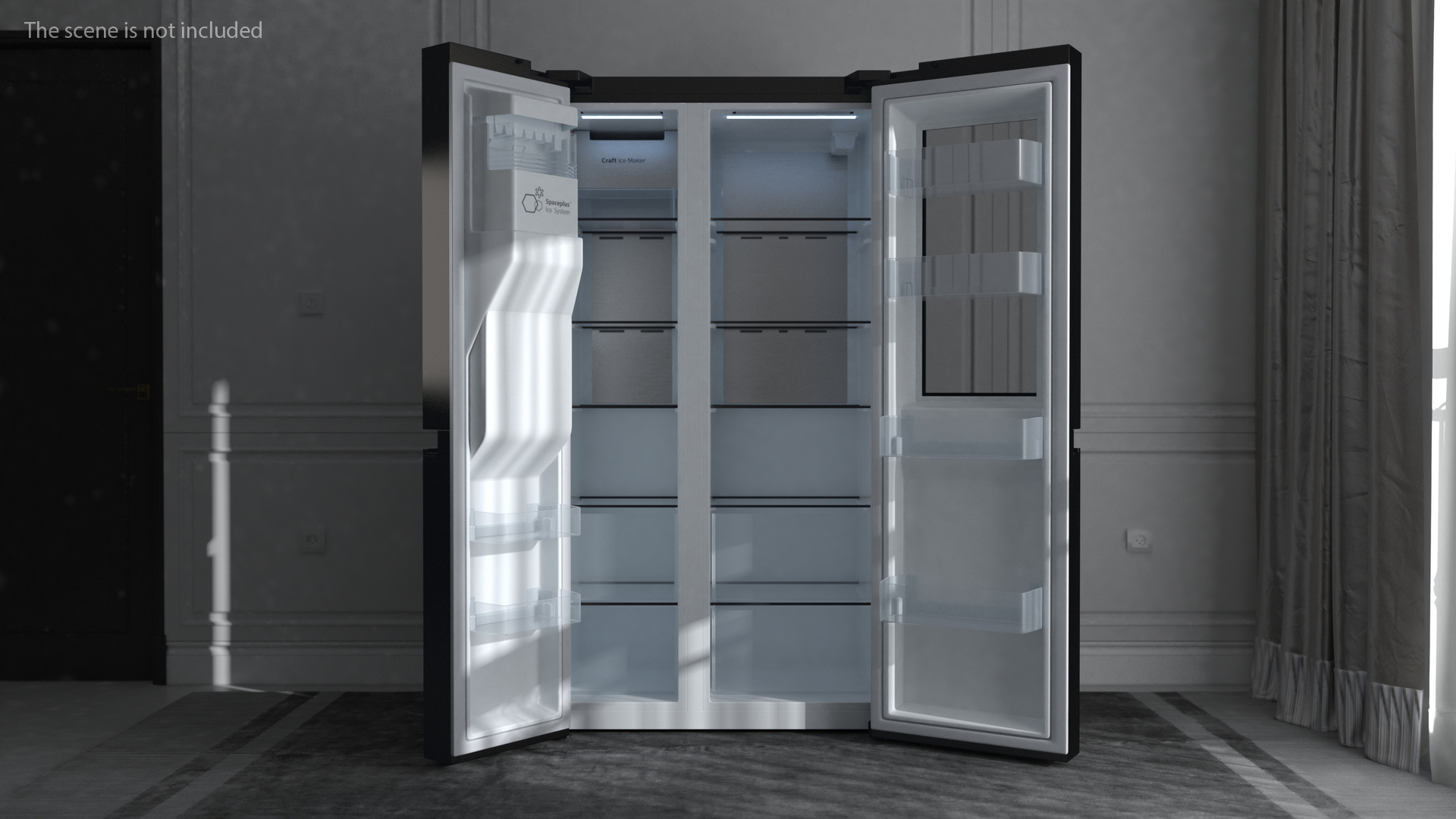 Black Refrigerator LG 27 Side-By-Side InstaView 3D
