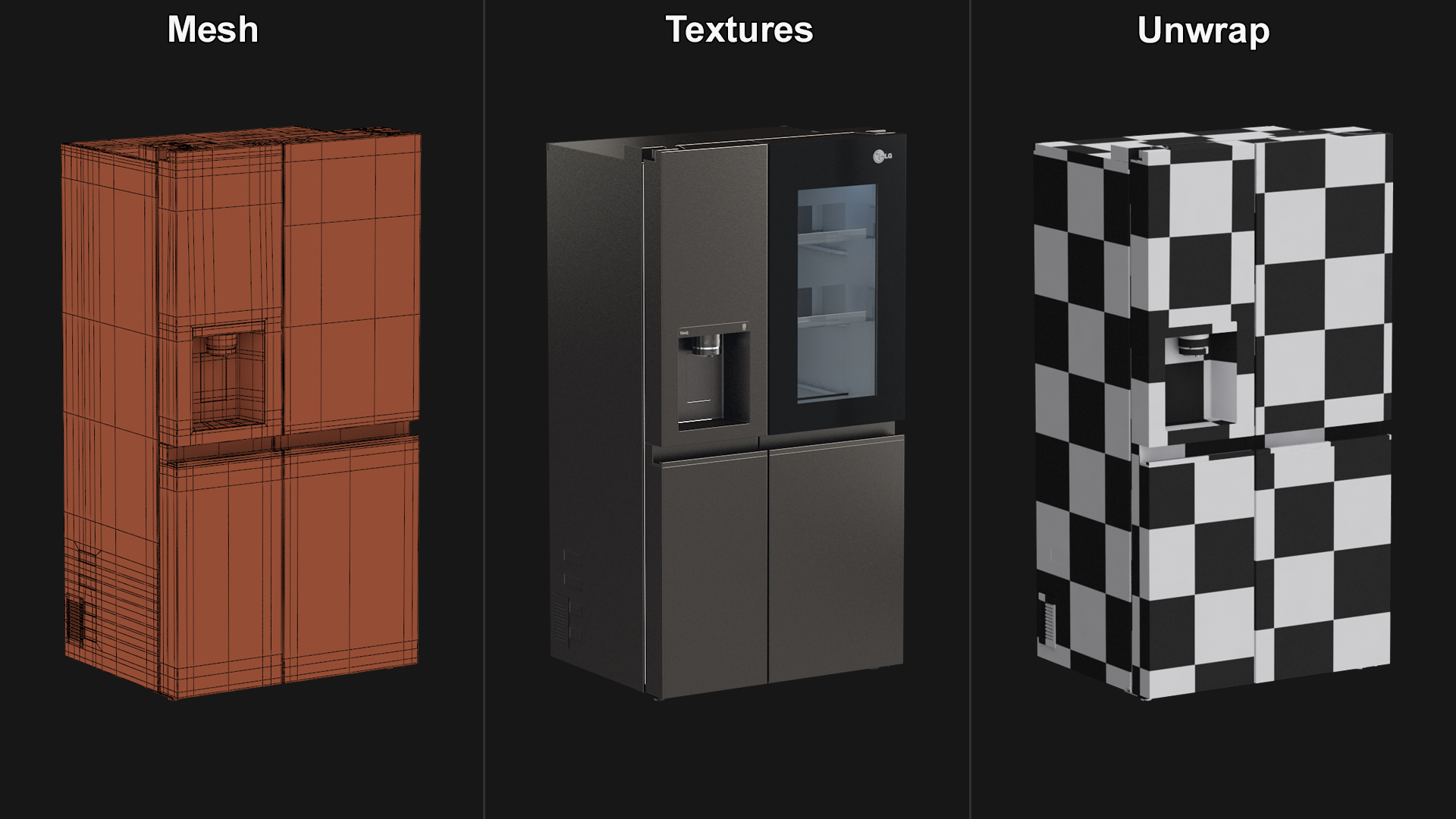Black Refrigerator LG 27 Side-By-Side InstaView 3D