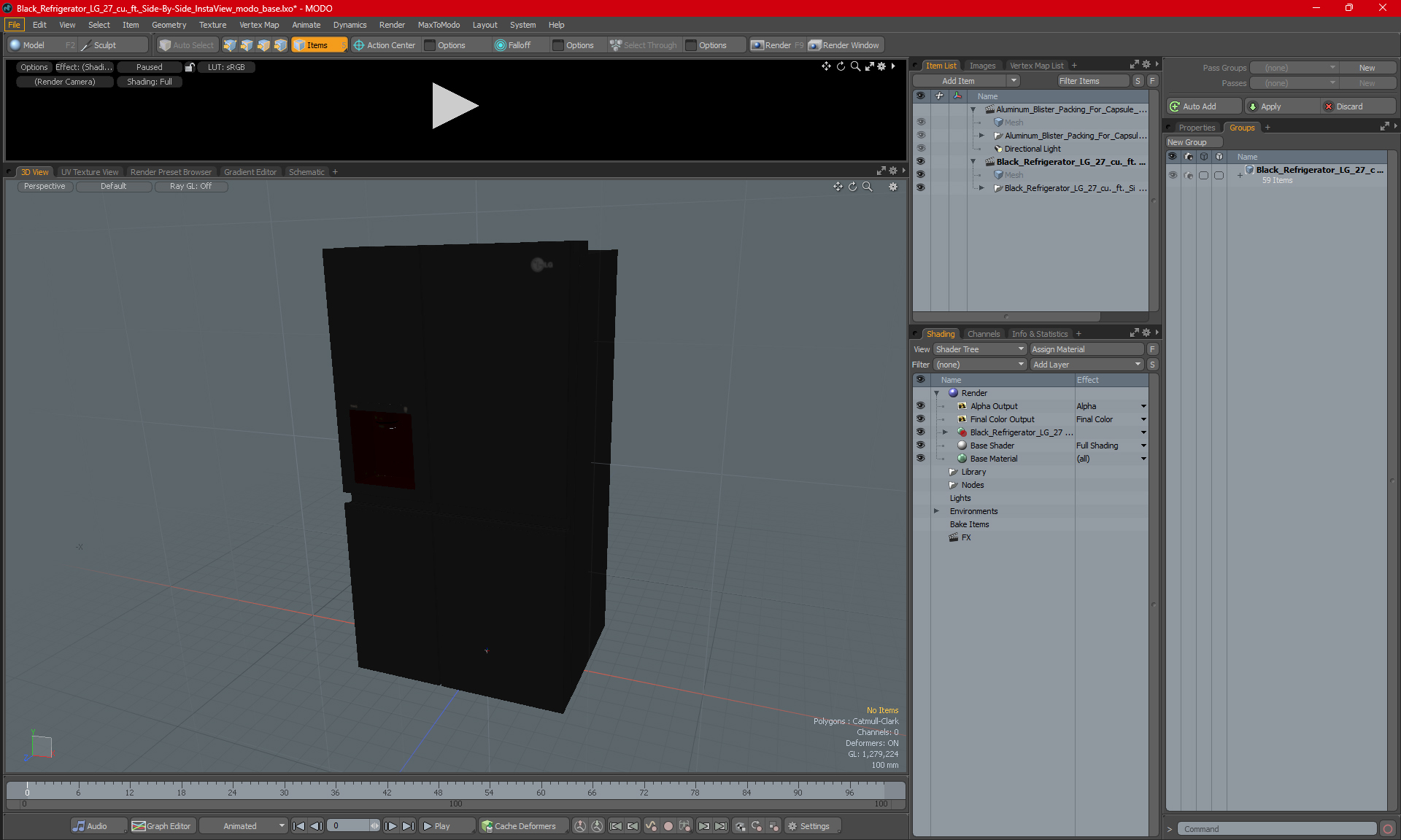 Black Refrigerator LG 27 Side-By-Side InstaView 3D