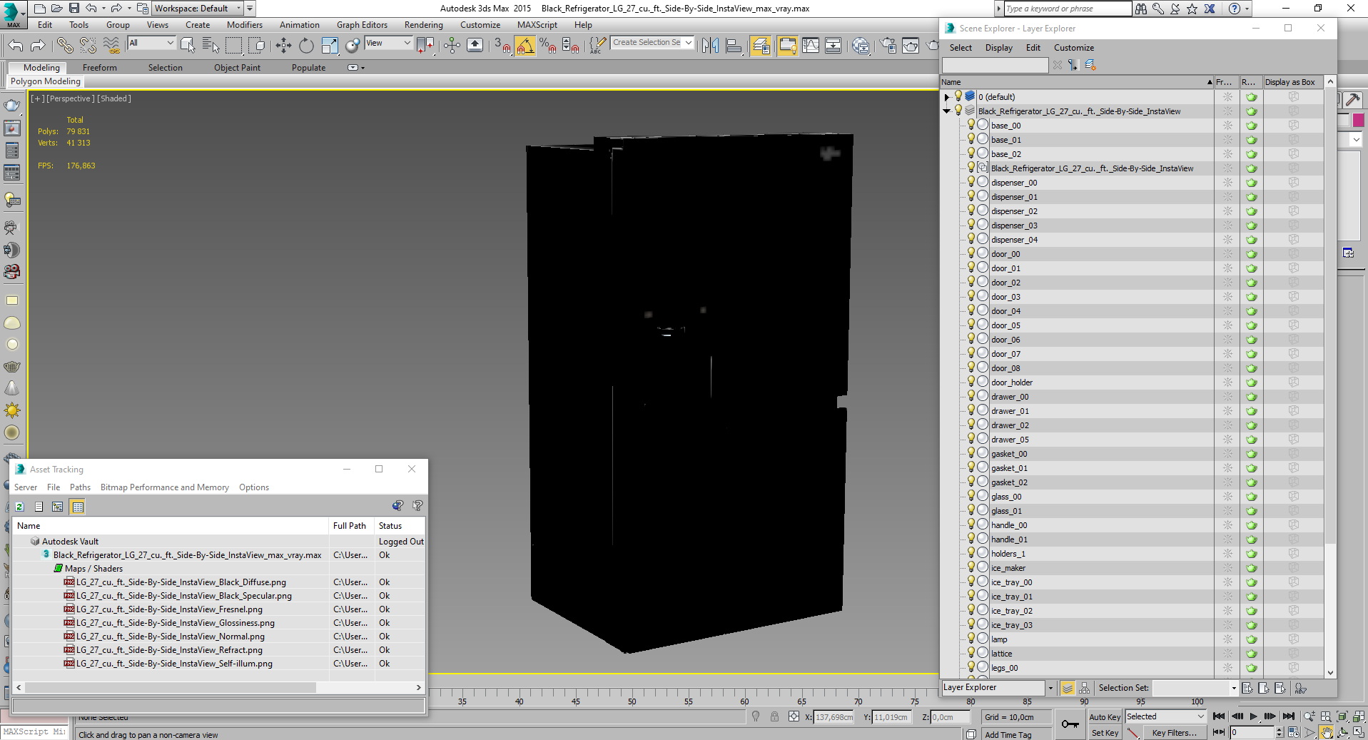 Black Refrigerator LG 27 Side-By-Side InstaView 3D