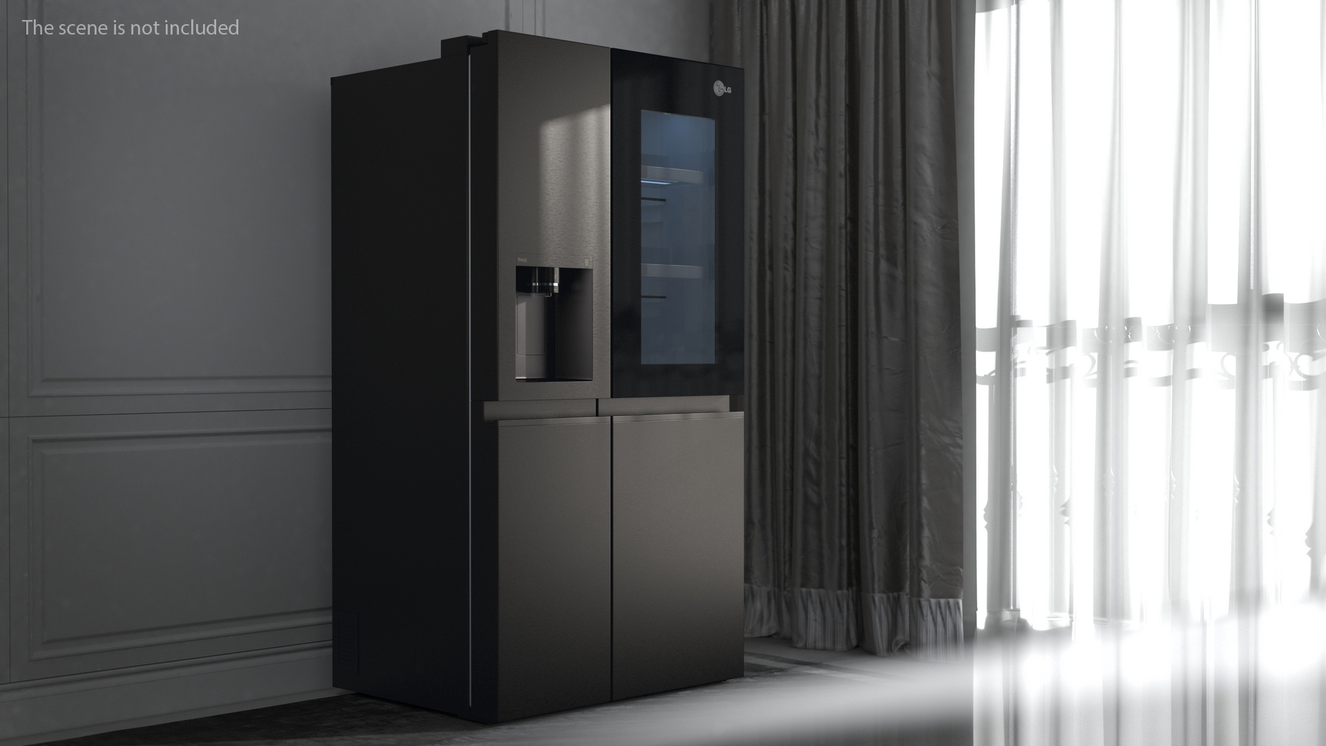 Black Refrigerator LG 27 Side-By-Side InstaView 3D
