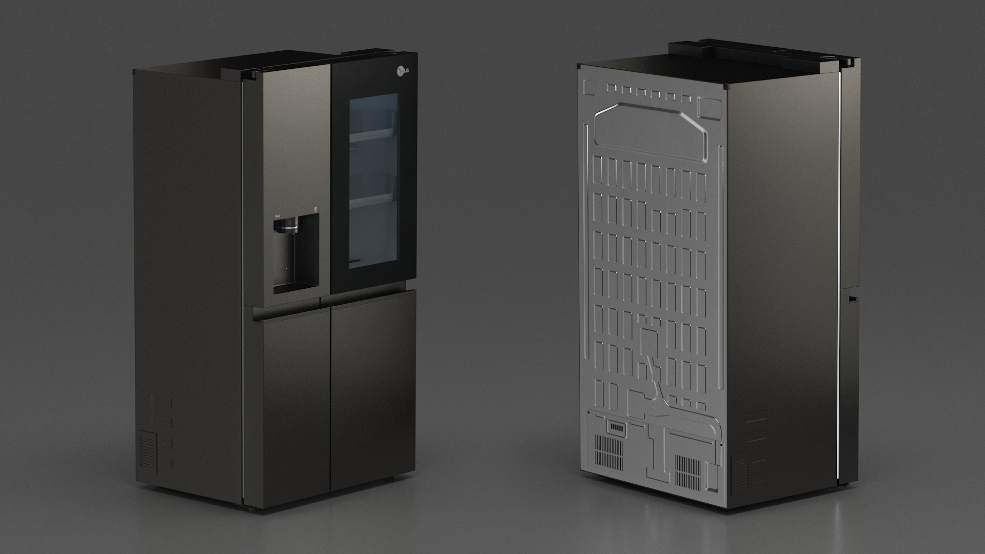 Black Refrigerator LG 27 Side-By-Side InstaView 3D