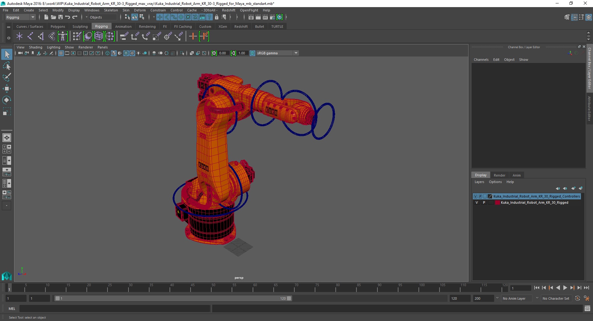 Kuka Industrial Robot Arm KR 30-3 Rigged for Maya 3D model