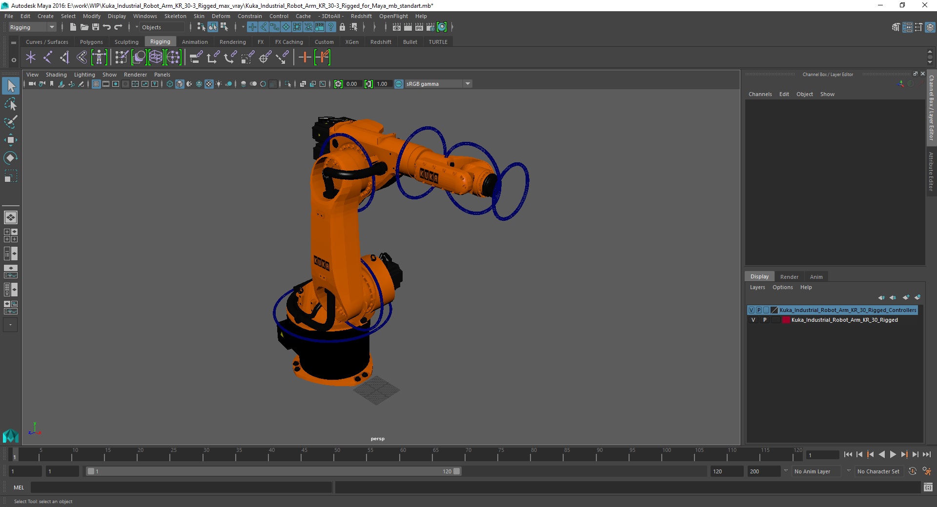Kuka Industrial Robot Arm KR 30-3 Rigged for Maya 3D model