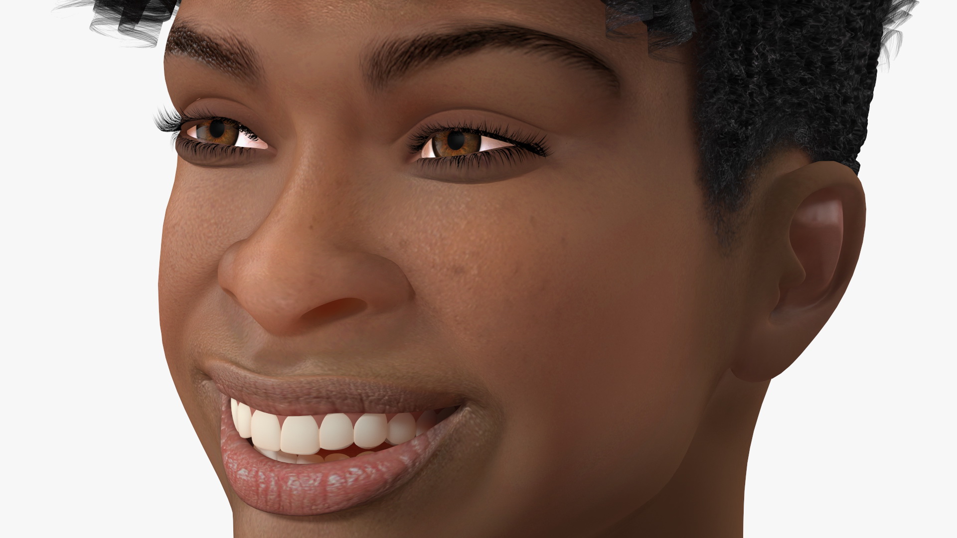 Black Teenager Smiling Head 3D