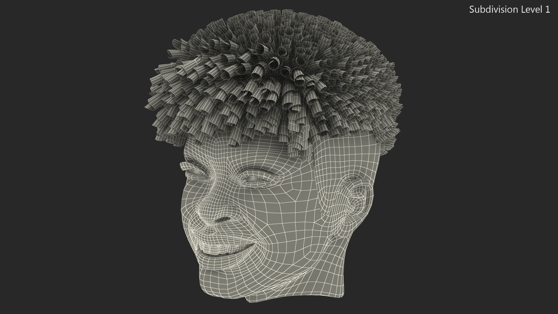 Black Teenager Smiling Head 3D