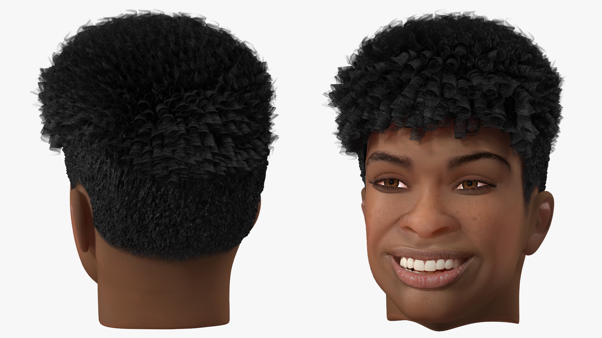 Black Teenager Smiling Head 3D