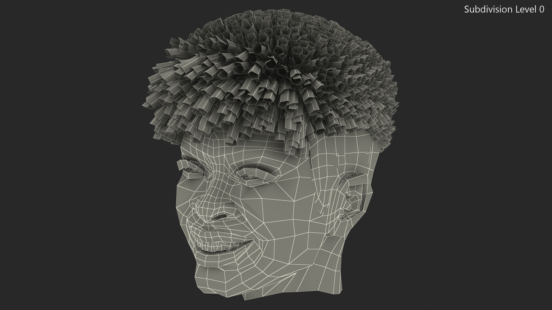 Black Teenager Smiling Head 3D