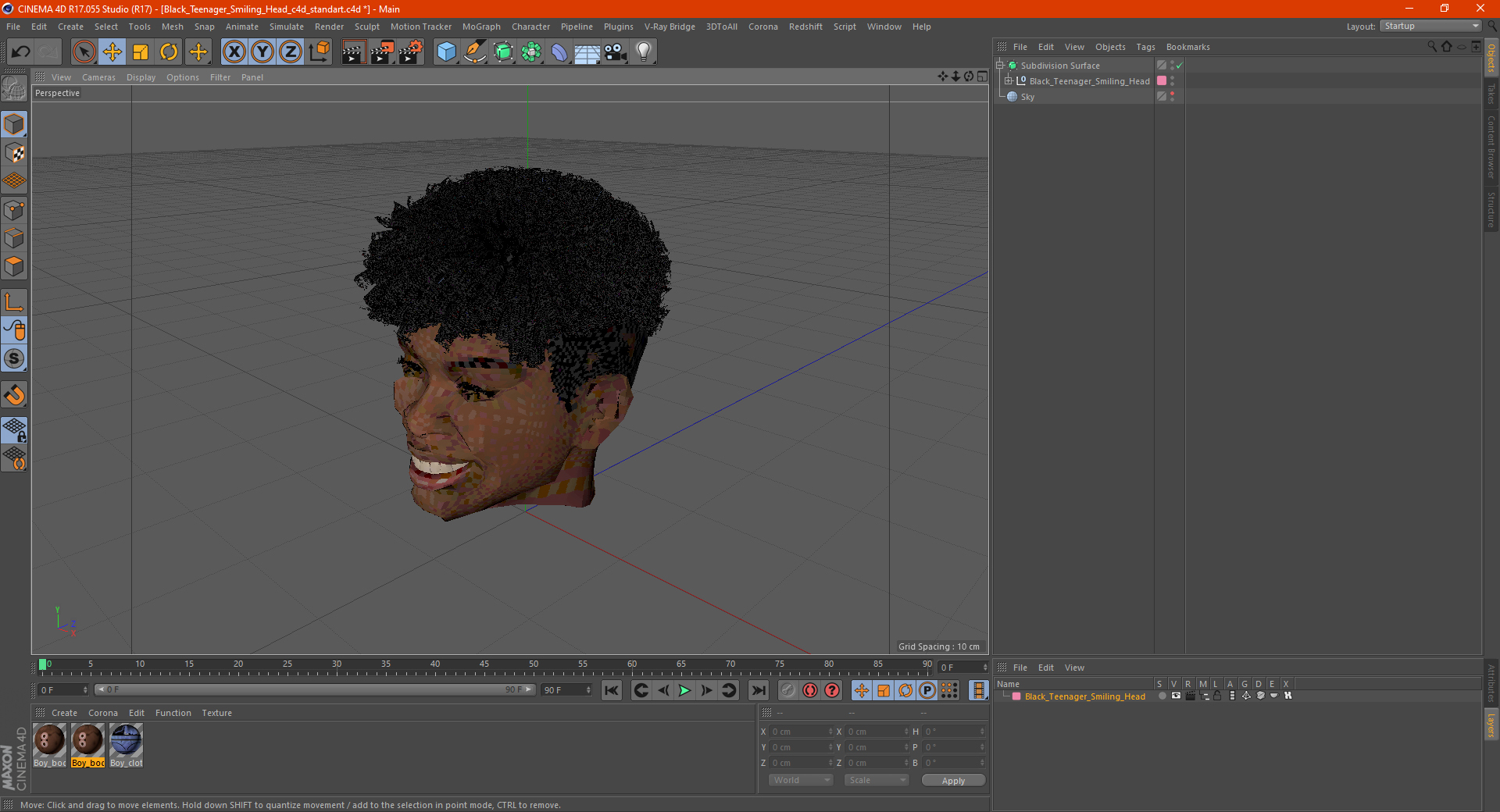 Black Teenager Smiling Head 3D