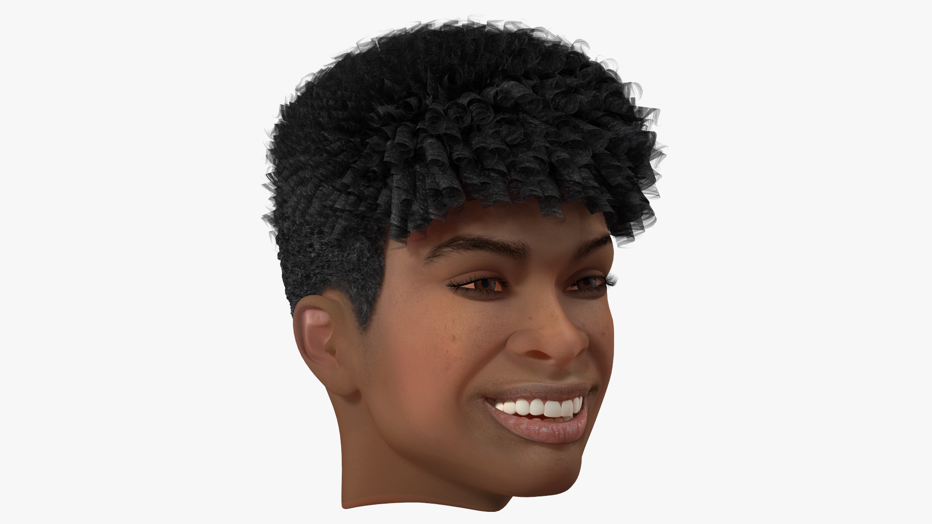 Black Teenager Smiling Head 3D