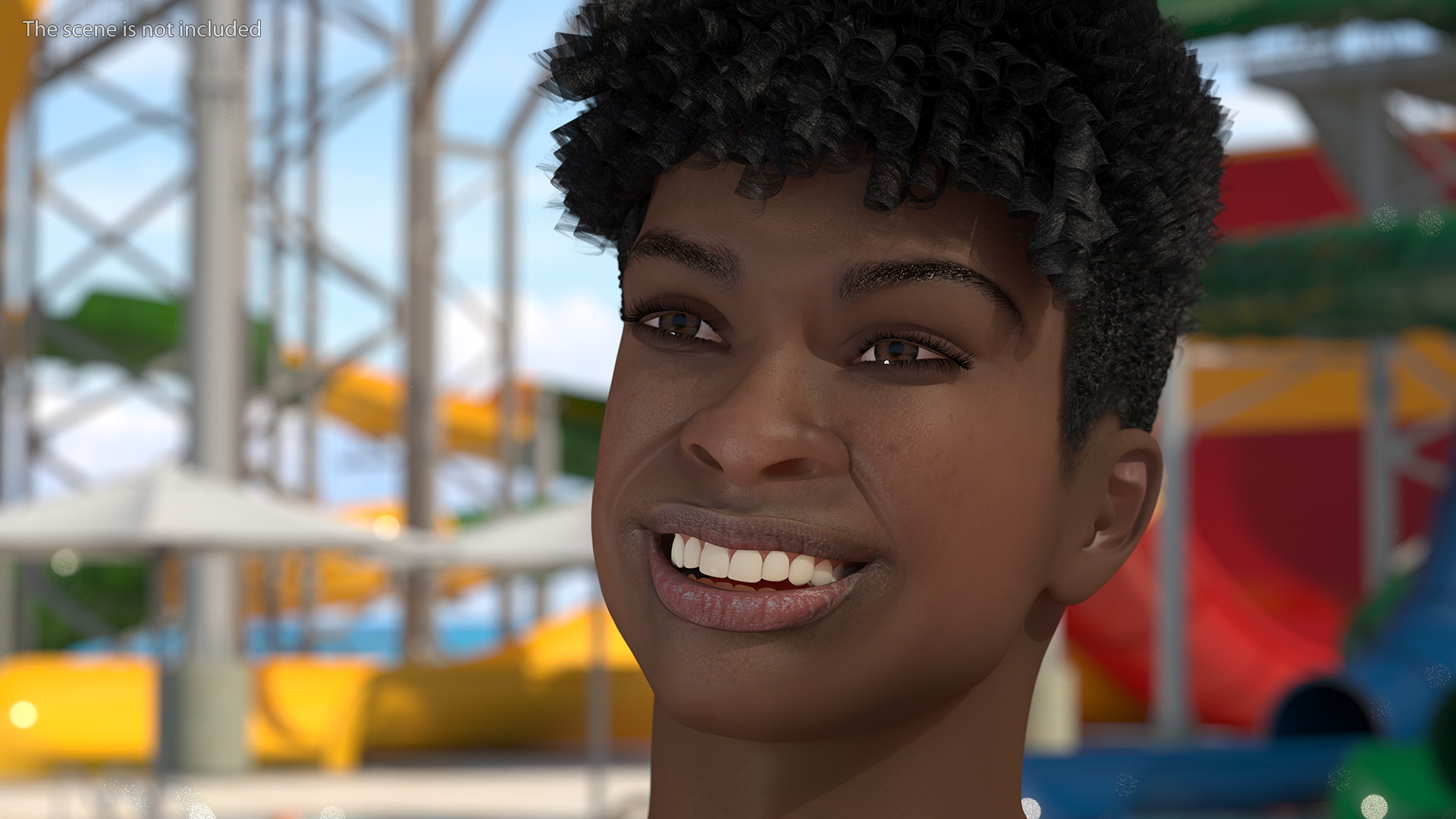 Black Teenager Smiling Head 3D