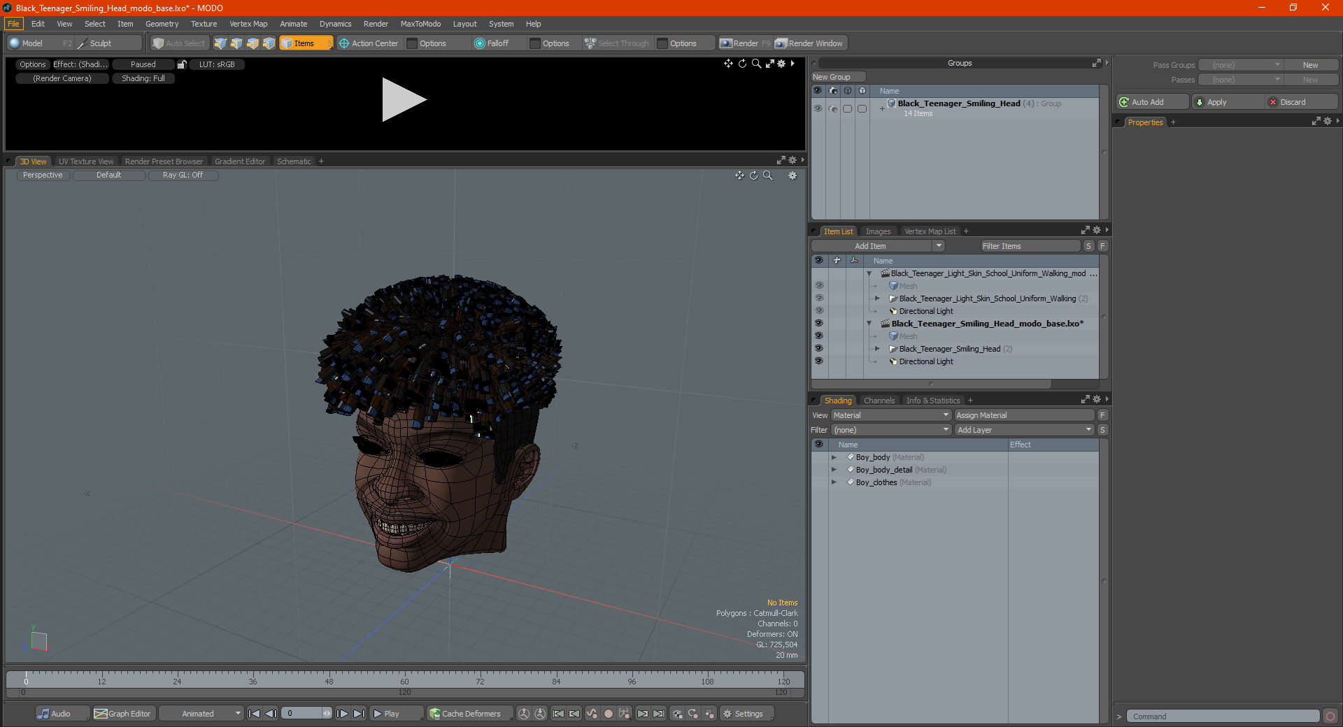 Black Teenager Smiling Head 3D