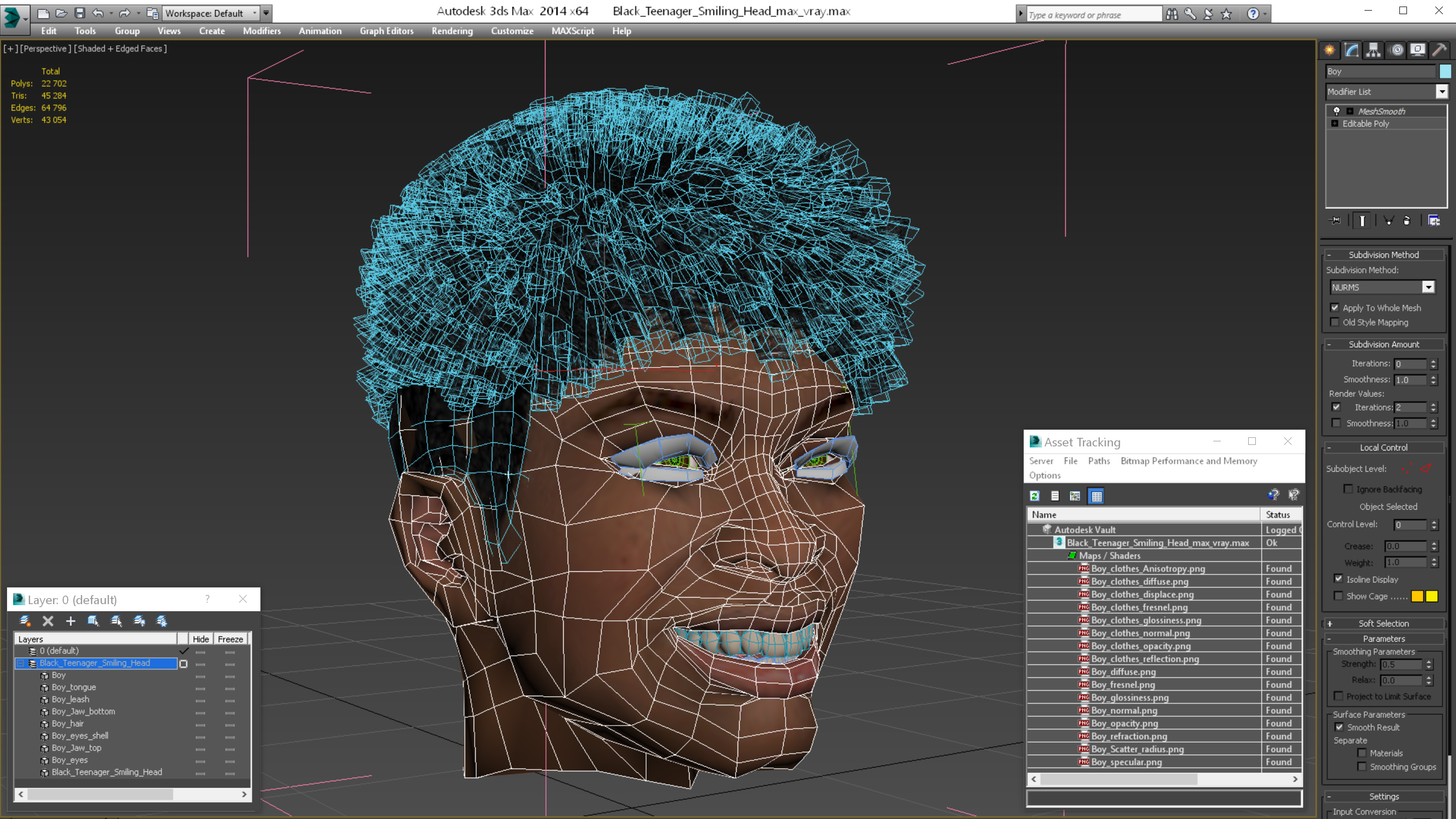Black Teenager Smiling Head 3D