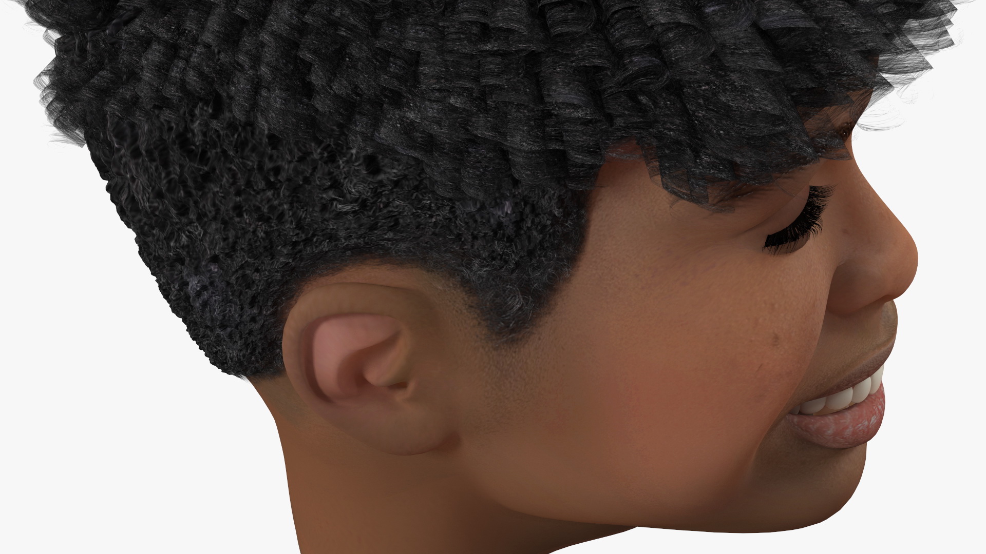Black Teenager Smiling Head 3D