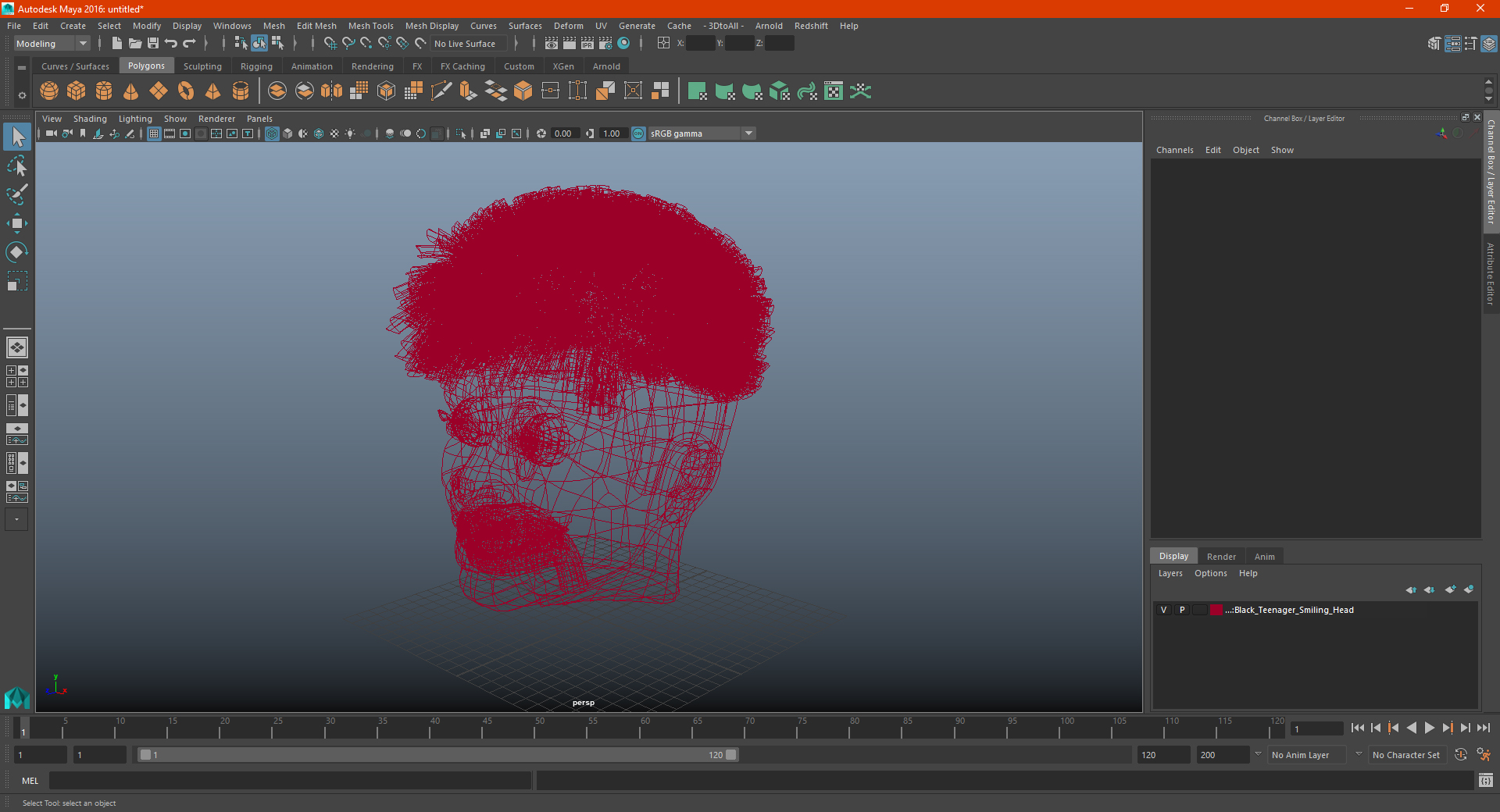 Black Teenager Smiling Head 3D