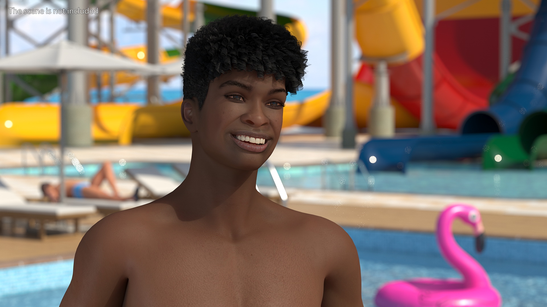 Black Teenager Smiling Head 3D