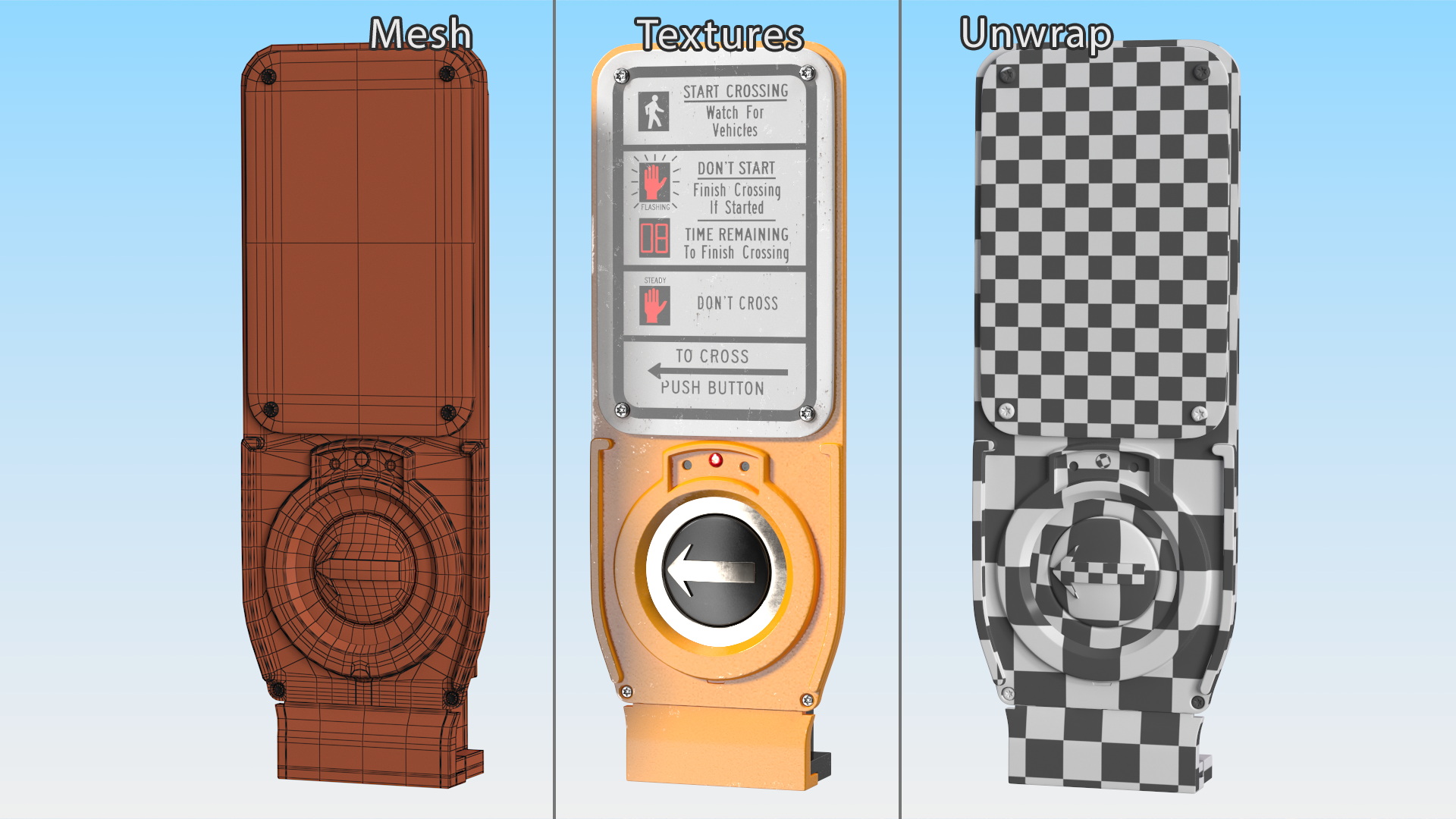 3D model Crosswalk Button Direction NYC