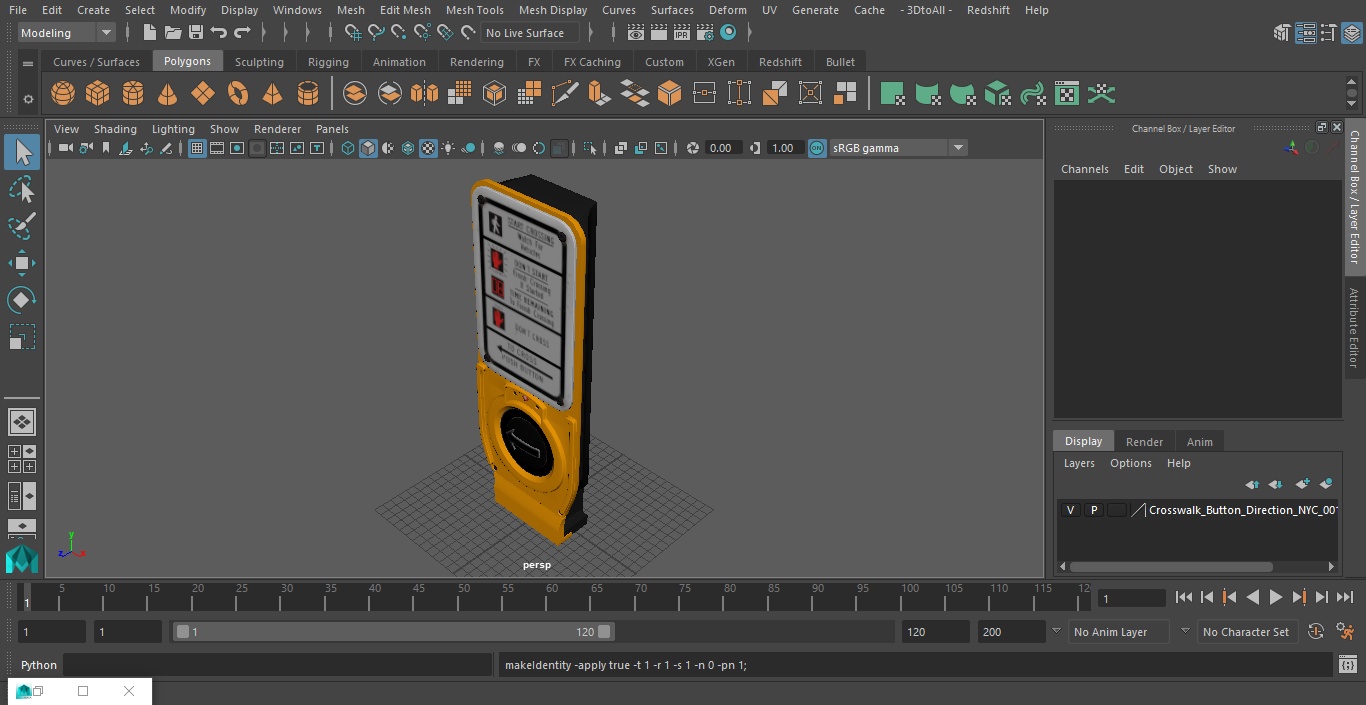 3D model Crosswalk Button Direction NYC