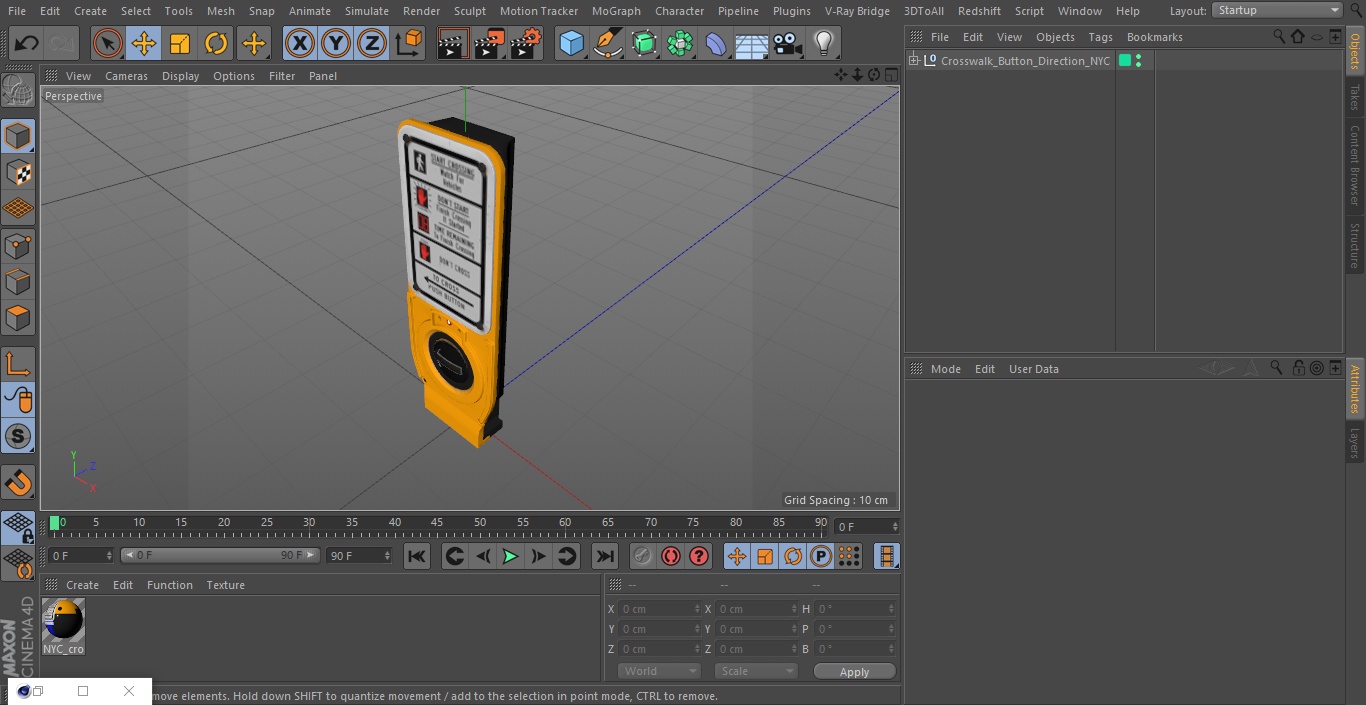 3D model Crosswalk Button Direction NYC