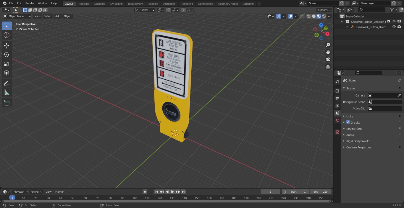 3D model Crosswalk Button Direction NYC
