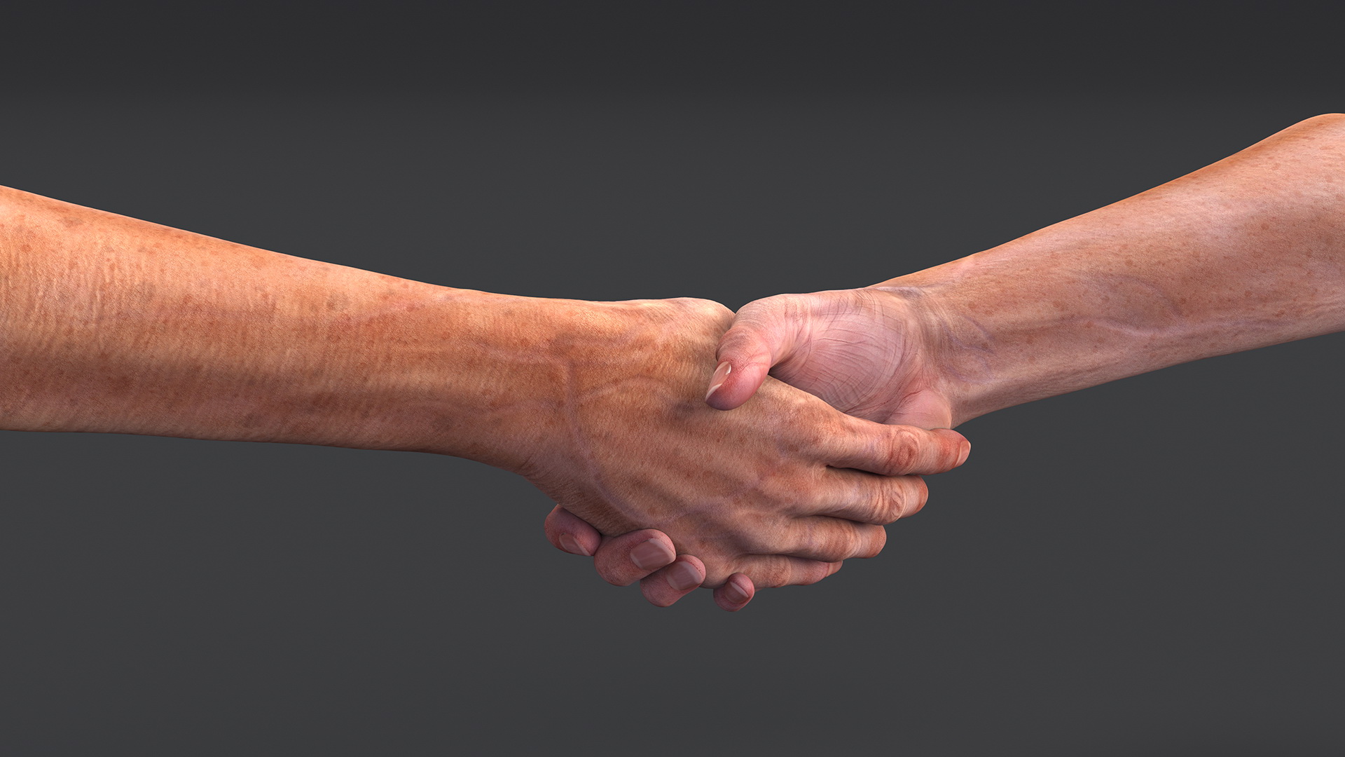 3D model Handshake Old Man Hands Rigged