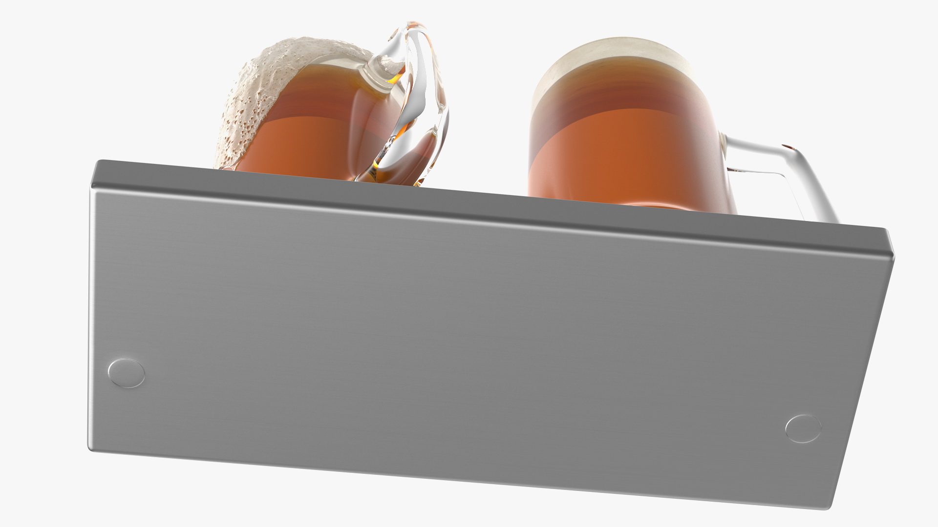 3D model Stainless Steel Drip Tray with Beer Mugs