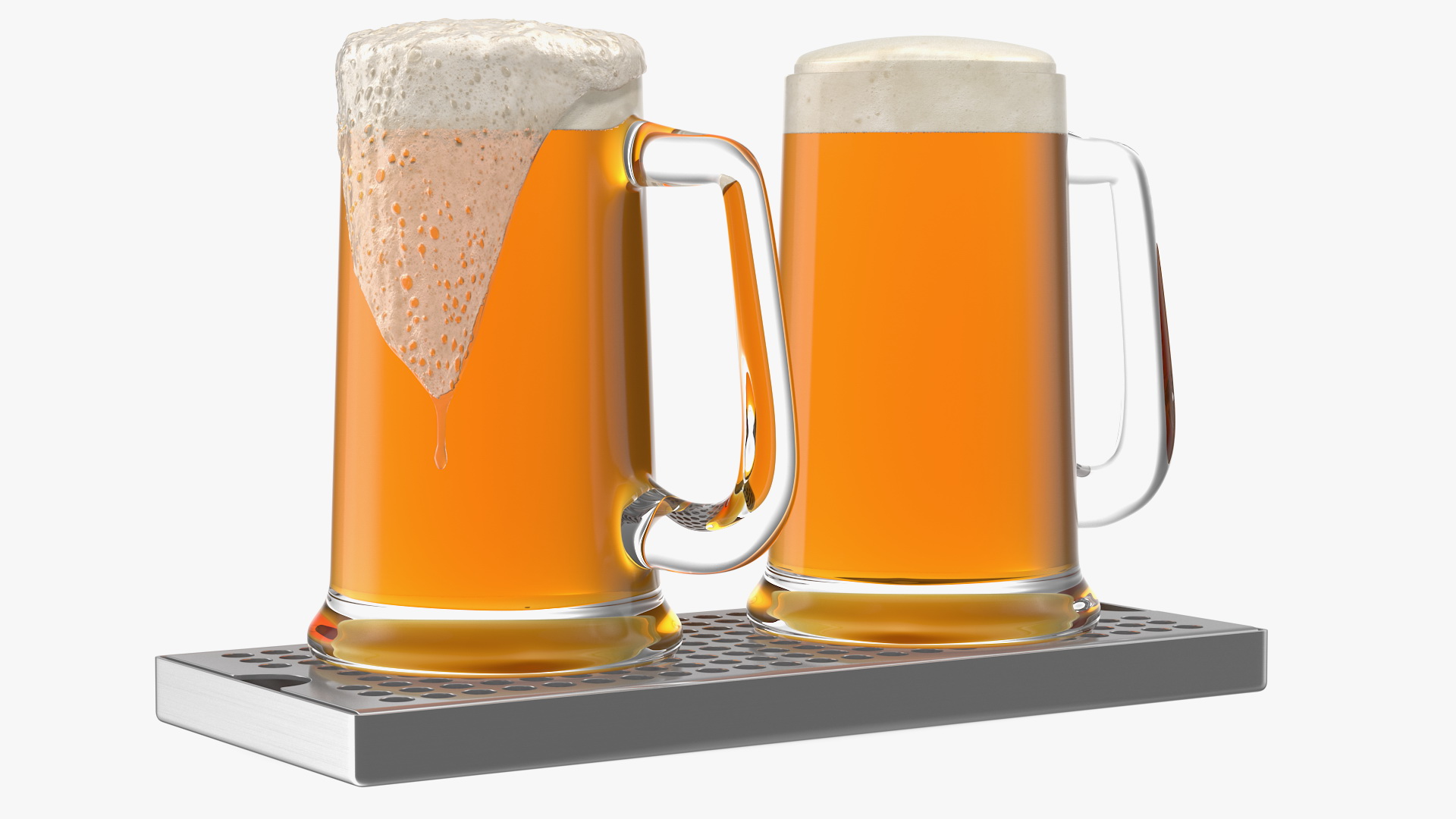 3D model Stainless Steel Drip Tray with Beer Mugs