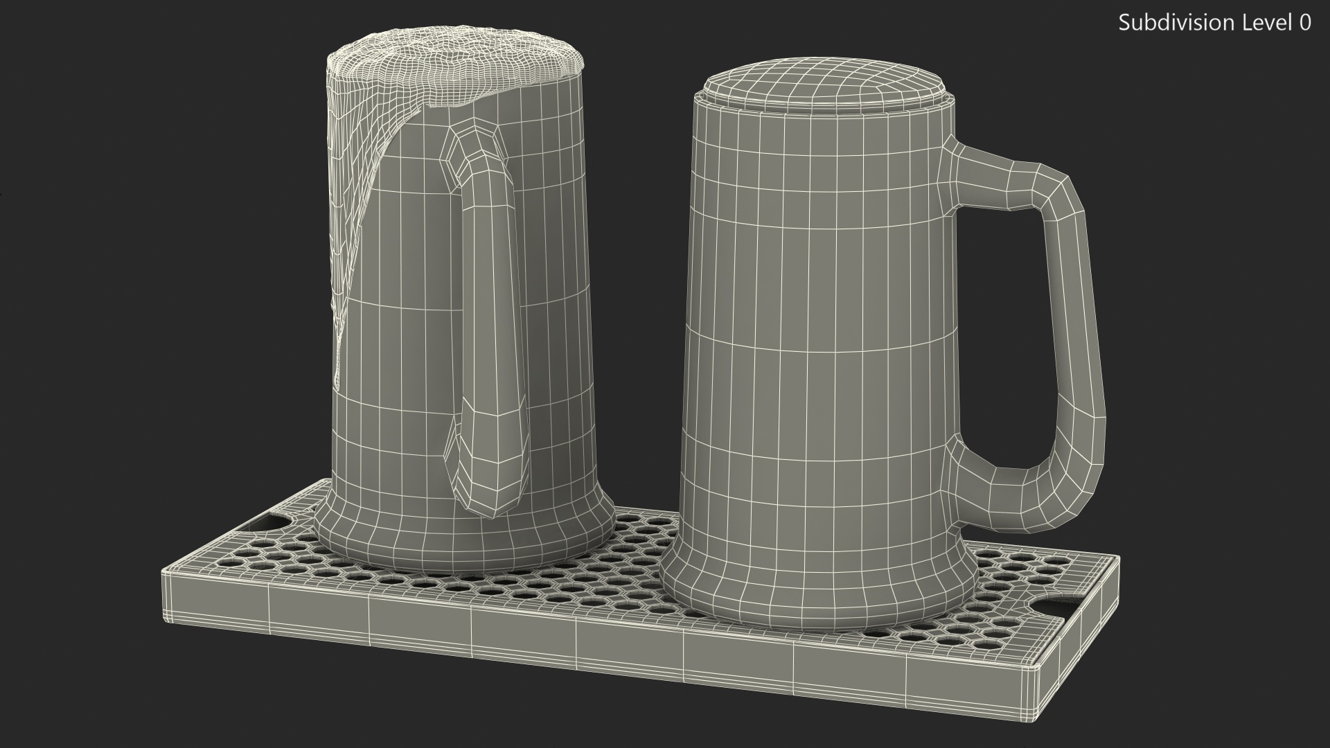 3D model Stainless Steel Drip Tray with Beer Mugs