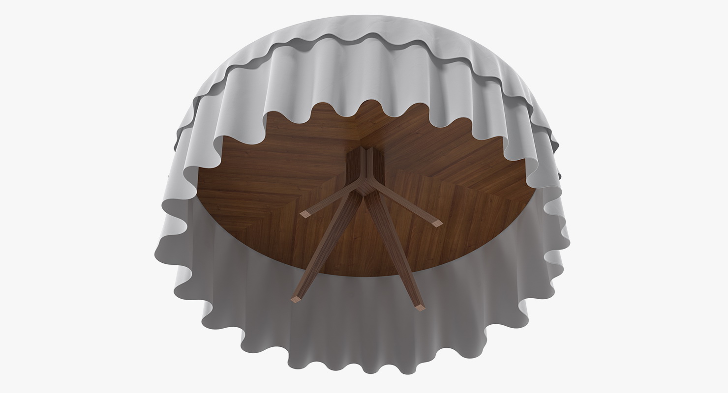 Round Dinner Table With TableCloth 3D model