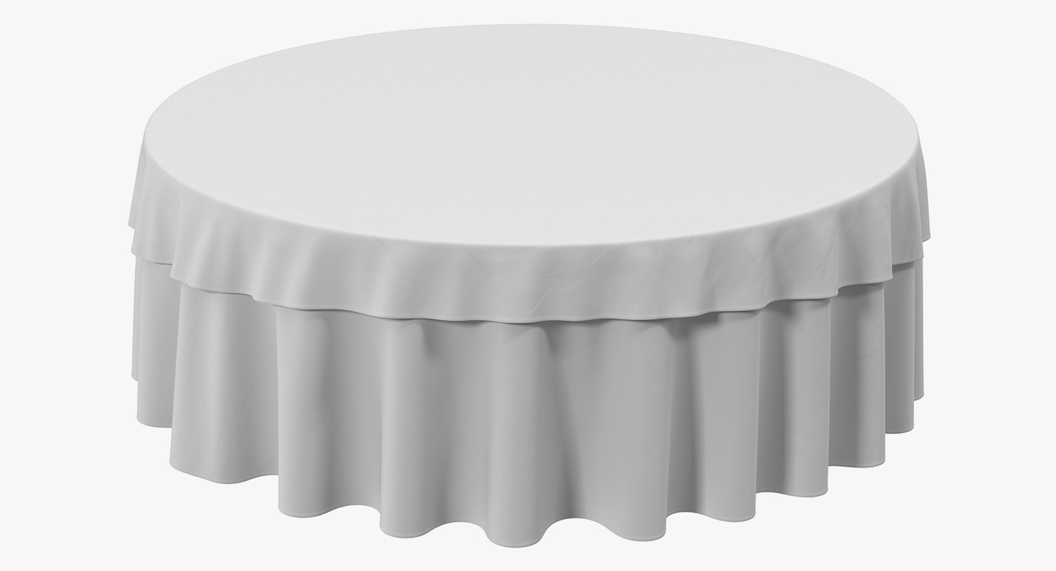 Round Dinner Table With TableCloth 3D model
