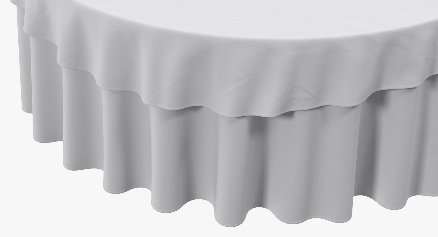 Round Dinner Table With TableCloth 3D model