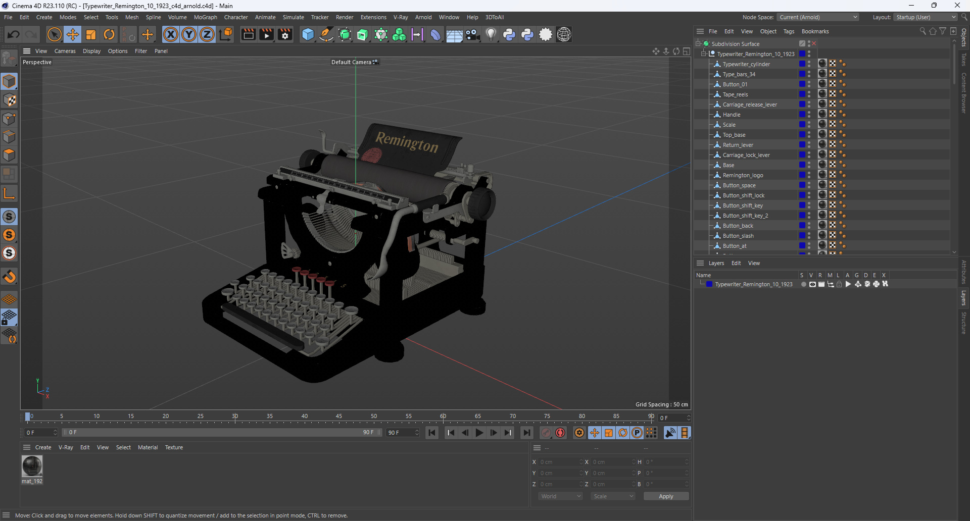 3D Typewriter Remington 10 1923 model