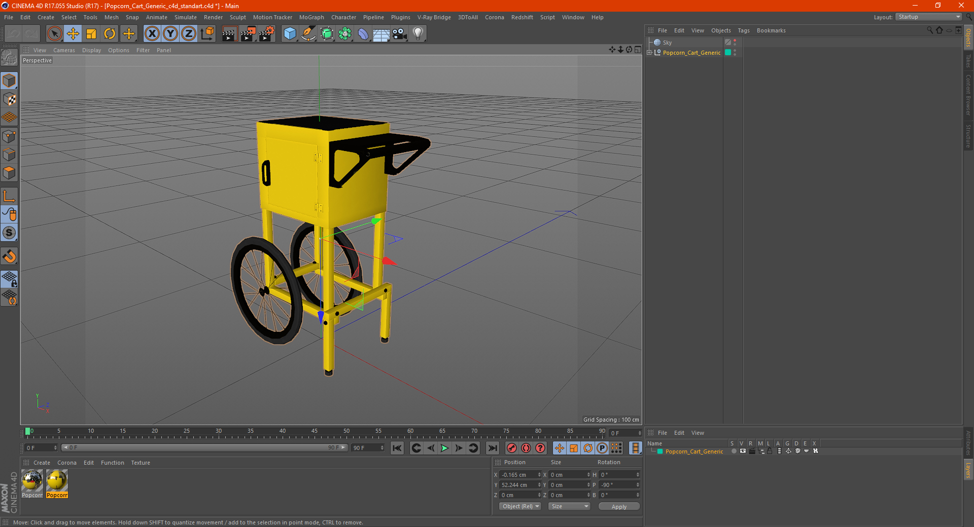 3D model Popcorn Cart Generic