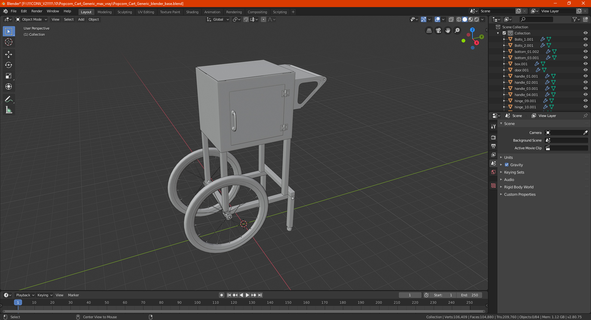 3D model Popcorn Cart Generic