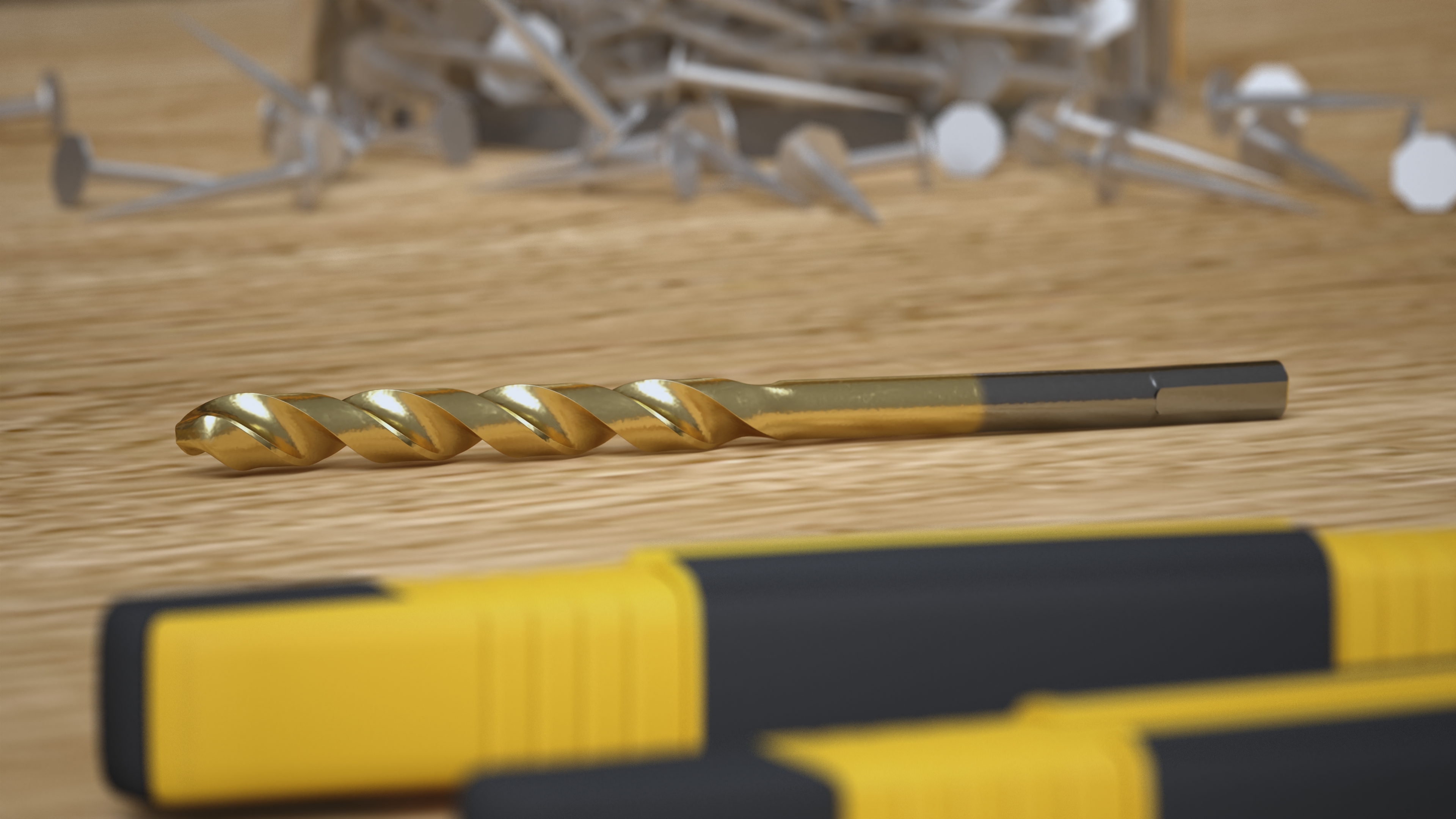 3D Titanium Nitride Coated Drill Bit model