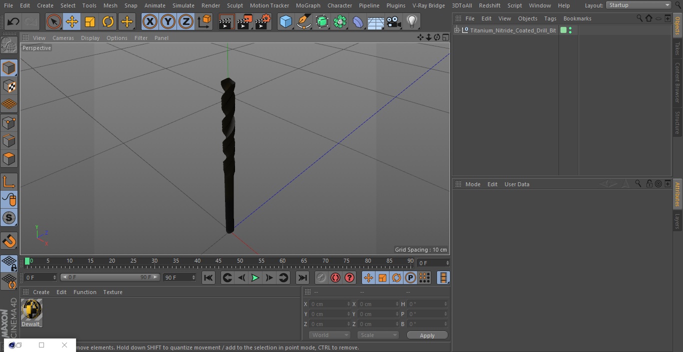 3D Titanium Nitride Coated Drill Bit model
